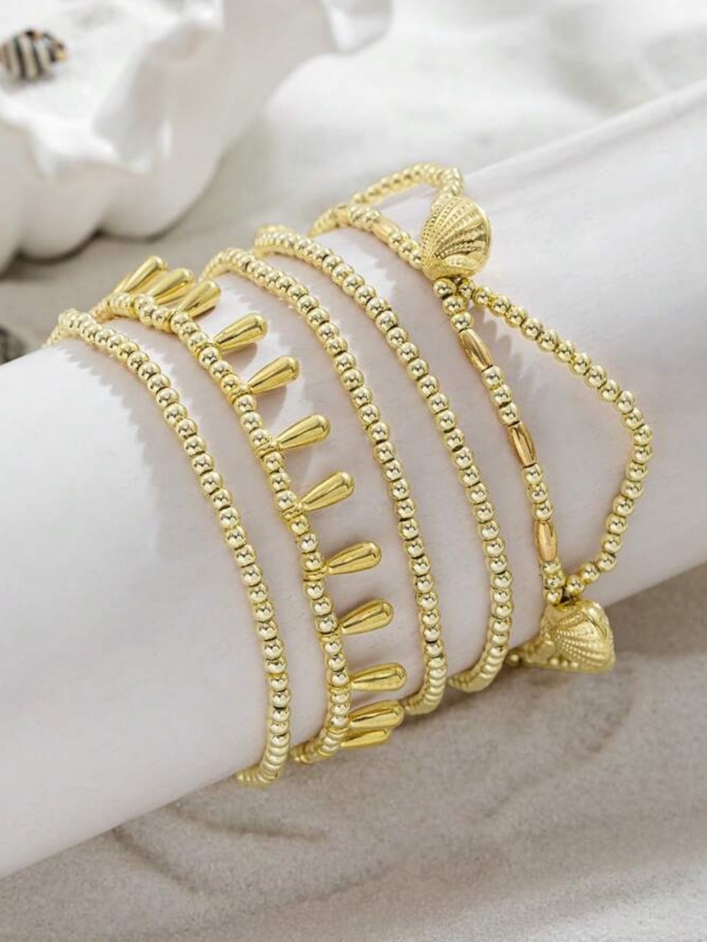 Gold Layered Shell Charm Anklet A694 - Picture 3 of 3